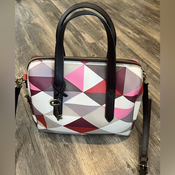 Fossil Geometric Crossbody Bag - Pink, Red, Brown - Picture 2 of 14